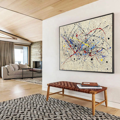 Oversized Canvas Art in Multicolor Splatter Abstract Style WB251