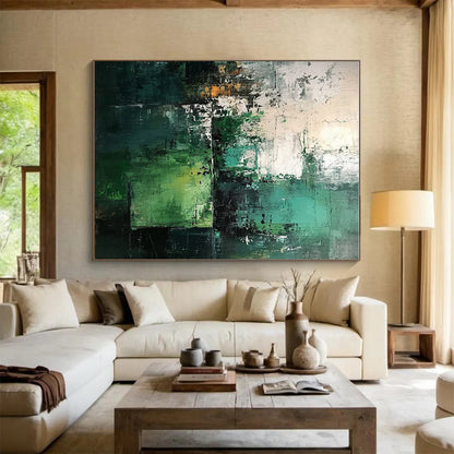 Hand Painting Teal & Gray Abstract Art, Large Size Modern Art Acrylic HS202