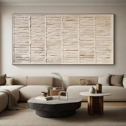 Handmade Art Beige Textured Abstract Painting On Canvas HS819