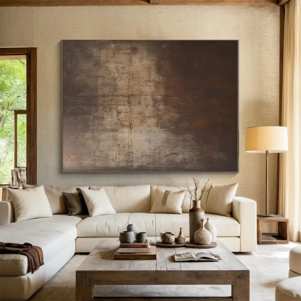 Unique Abstract Art Brown and Beige Textured Abstract Art HS760