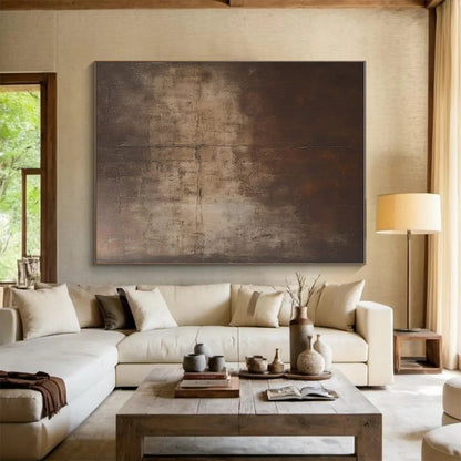 Unique Abstract Art Brown and Beige Textured Abstract Art HS760