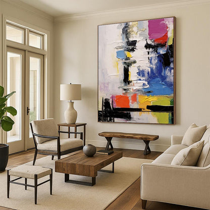 Large Painting In Living Room Colorful Textured Abstract Art, Modern Art Acrylic HS559