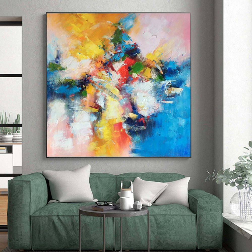 Gaint Canvas Art Multicolor Gestural Abstract, Oversized Abstract Wall Art HS361