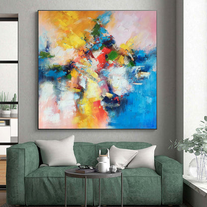 Gaint Canvas Art Multicolor Gestural Abstract, Oversized Abstract Wall Art HS361