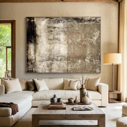 Hand Painted Art with Brown, Beige, Black and Gray Colors, Textured Abstract Theme HS490