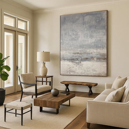 Large Size Gray Textured Abstract, Modern Art Acrylic HS223