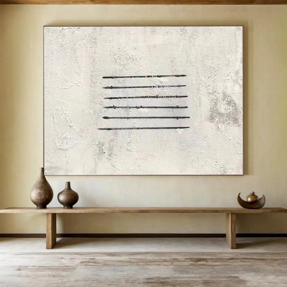 Horizontal Black and Gray Line Abstract Art WB230