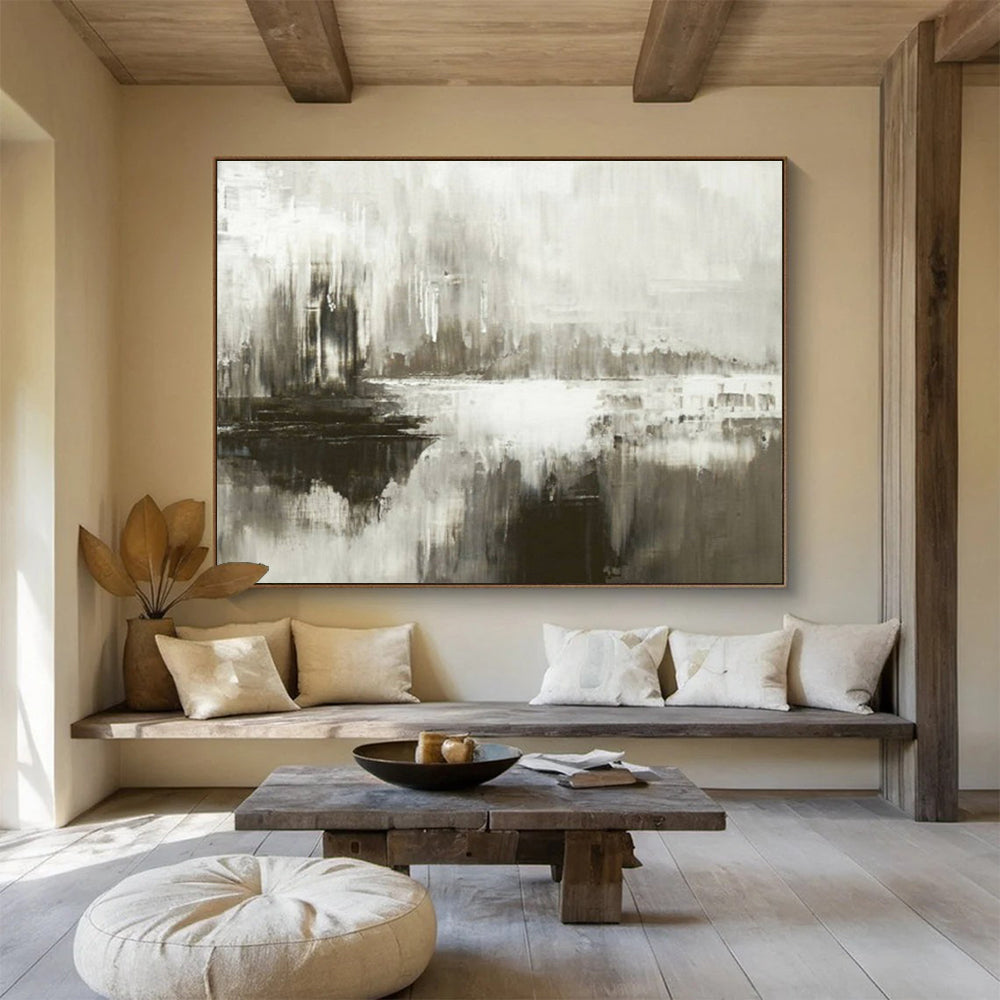 Gray, White Abstract Misty Landscape Art For Sale WB389