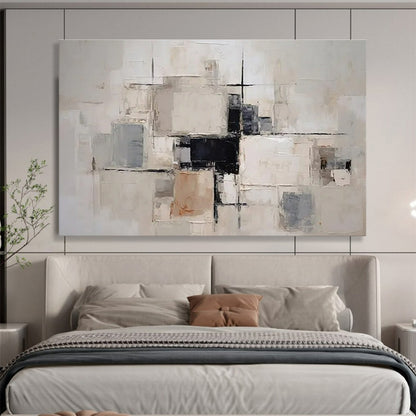 Modern Art Abstract Paintings: Neutral Tones Geometric Abstract Painting WB360