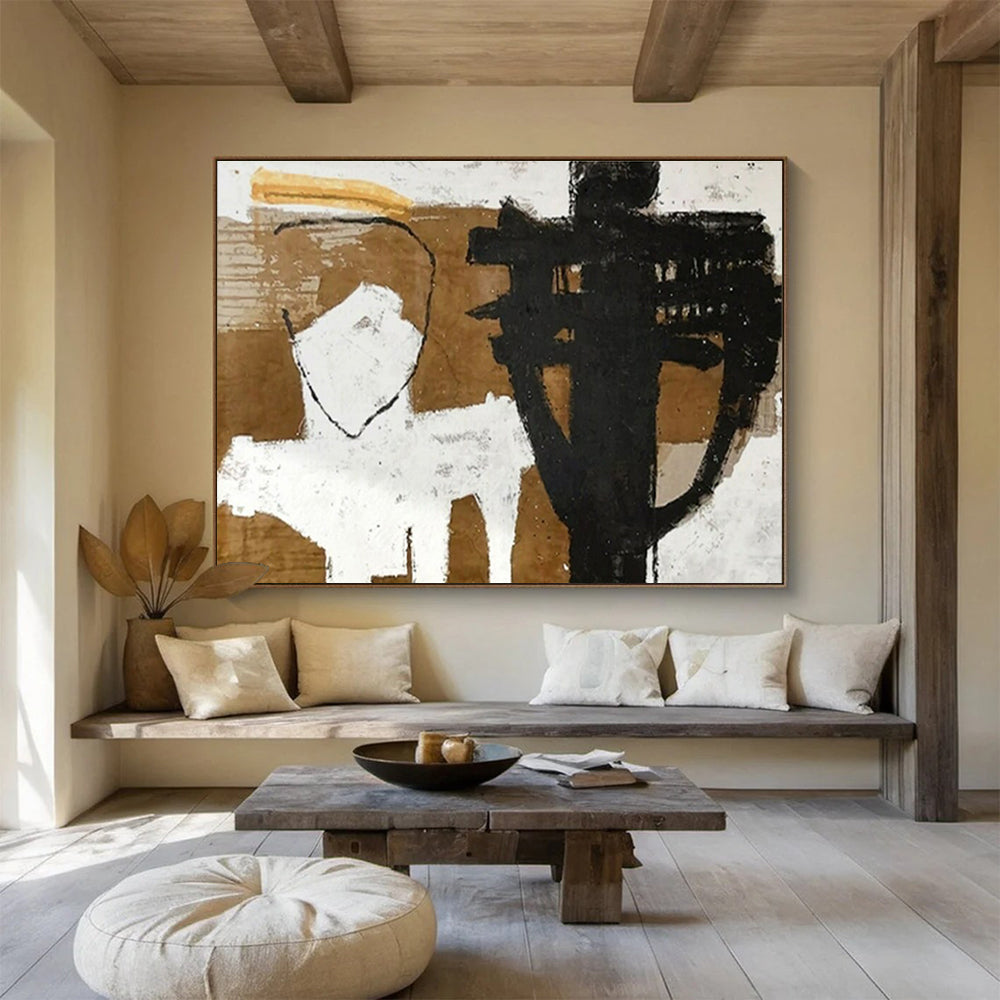 Brown, Black, White Abstract Figurative-Inspired Art For Sale WB383