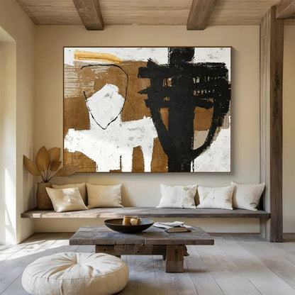 Brown, Black, White Abstract Figurative-Inspired Art For Sale WB383