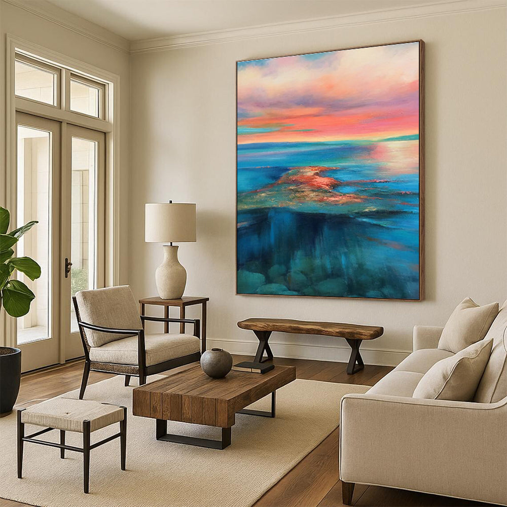 Multicolor Abstract Seascape Art For Living Room and Bathroom WS443
