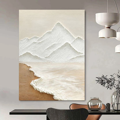 Beige, White Abstract Landscape Art For Living Room and Bedroom WS449