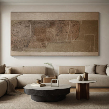 Unique Abstract Art Brown and Beige Textured Abstract Art HS743