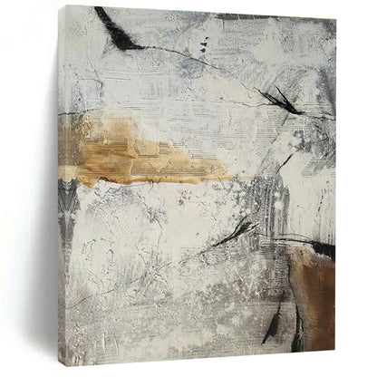 Unique Abstract Art Gray, Beige & Black Textured Abstract, Large Contemporary Wall Art HS259