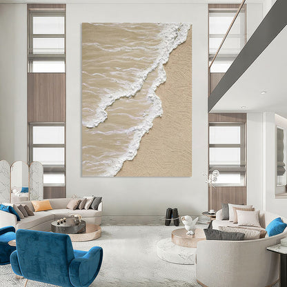 Gray, Green, and White Textured Coastal Abstract Painting For Sale Online WS479