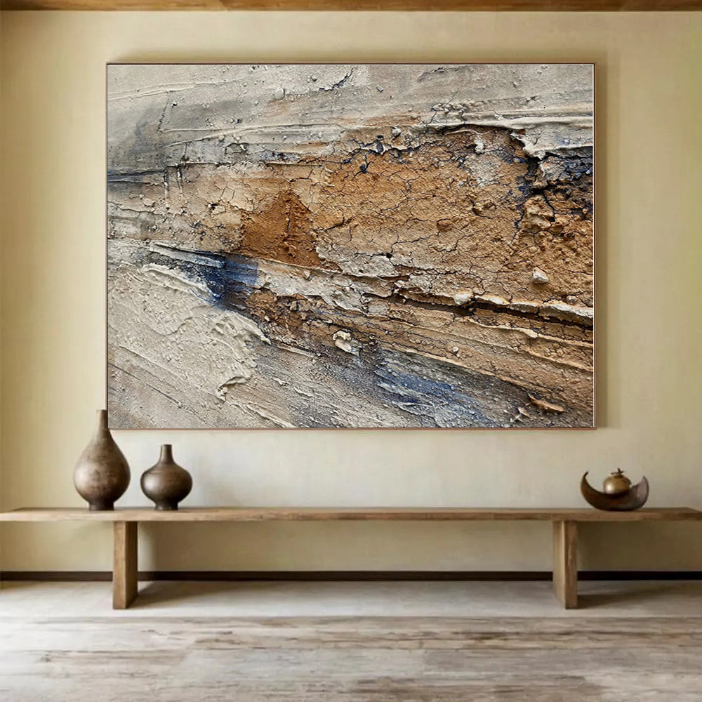Brown, Beige, Gray Abstract Textured Acrylic Painting WB027