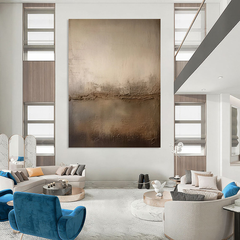 Beige and Brown Textured Minimalist Abstract Painting For Sale Online WS473