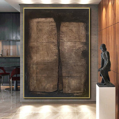 Hand-Painted Art with Brown, Beige and Black Colors, Textured Abstract Theme HS486