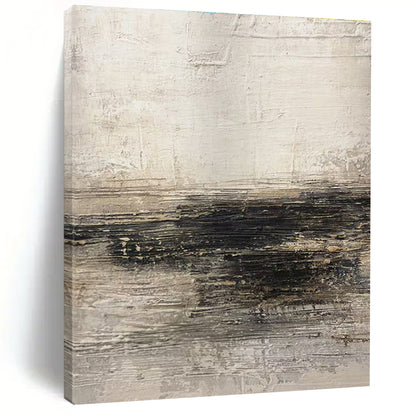 Handmade Art Neutral Tones with Black Textured Abstract Art HS635