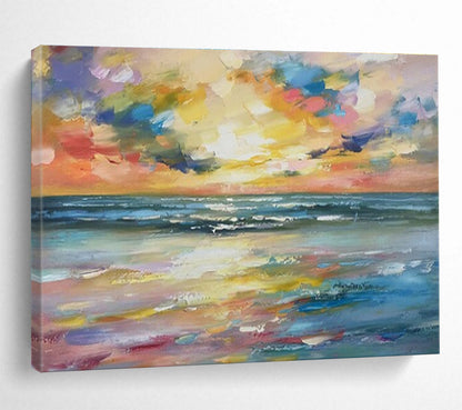 Multicolor Abstract Sunset Seascape Art For Sale WB405