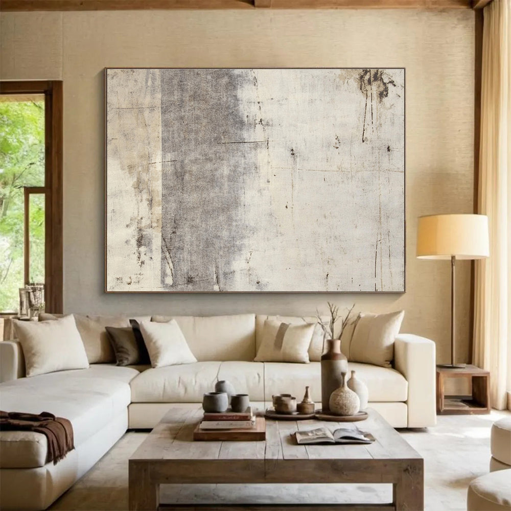 Horizontal Gray Textured Abstract Art WB256