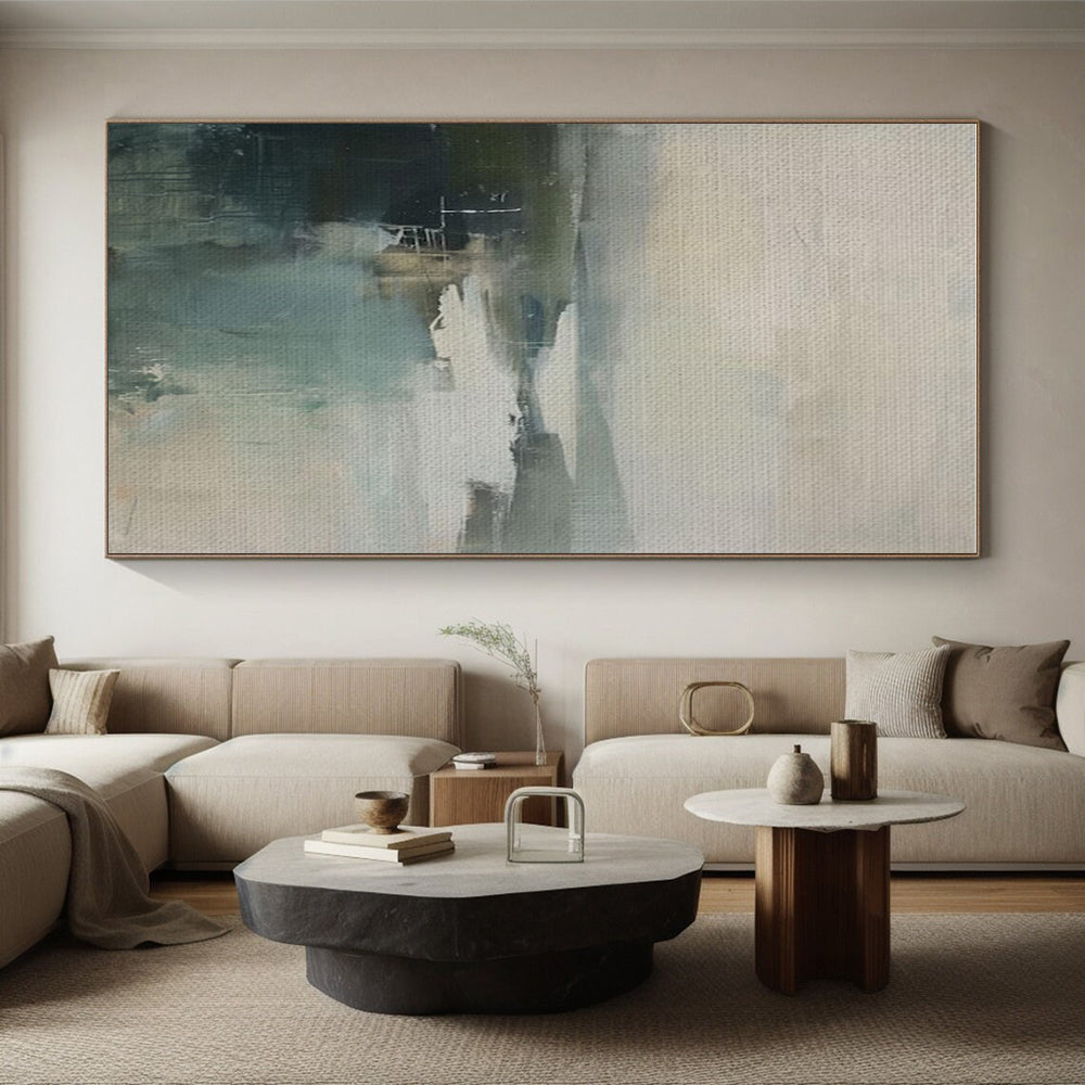 Big Painting Softly Blended Coastal Tones Abstract HS578