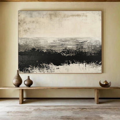 Horizontal Gray Textured Landscape Abstract Painting WB259