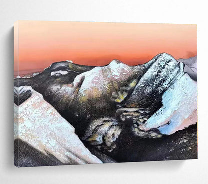 Extra Large Size Multicolor Abstract Mountain Landscape Painting WB128