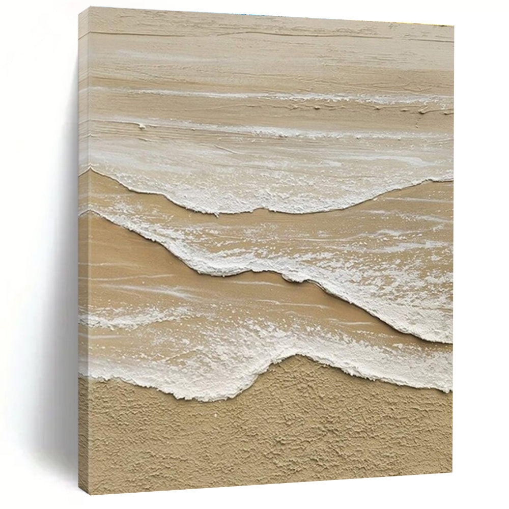 Beige and White Textured Coastal Abstract Painting For Sale Online WS492