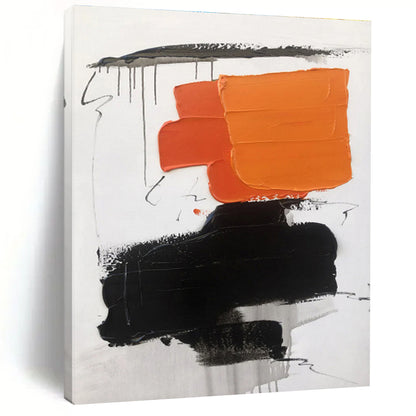 Acrylic Modern Art Paintings with Orange, Black and White Colors, Bold Abstract Theme HS464