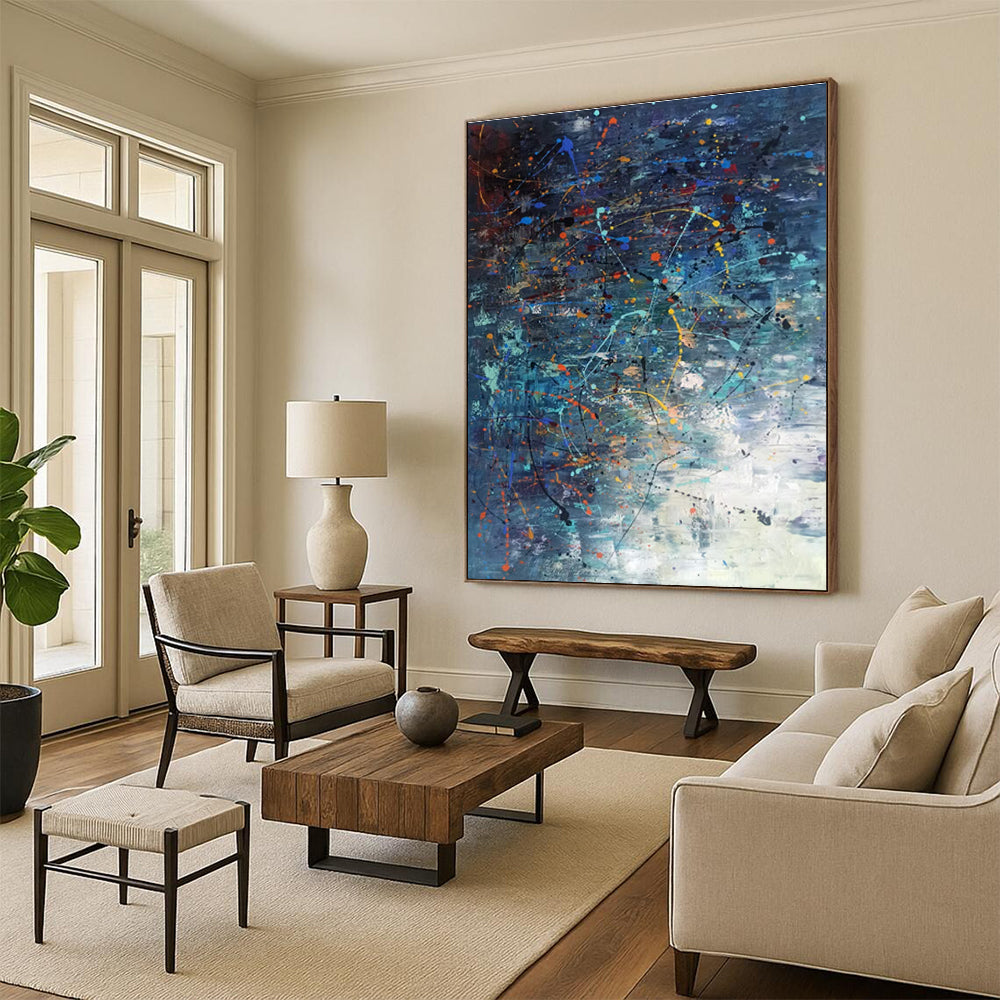 Unique Abstract Art Multicolor Splatter Abstract, Large Contemporary Wall Art HS243