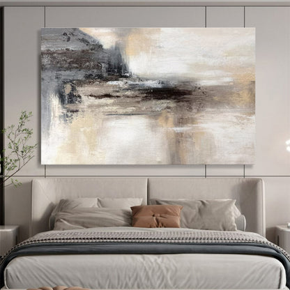 Modern Art Abstract Paintings: Neutral Tones Misty Landscape Abstract Painting WB347