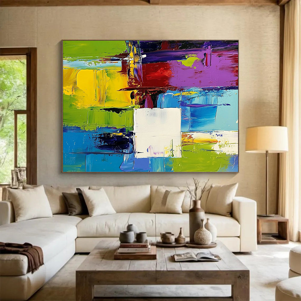 Unique Abstract Art Multicolor Abstract Shape Painting For Sale HS133