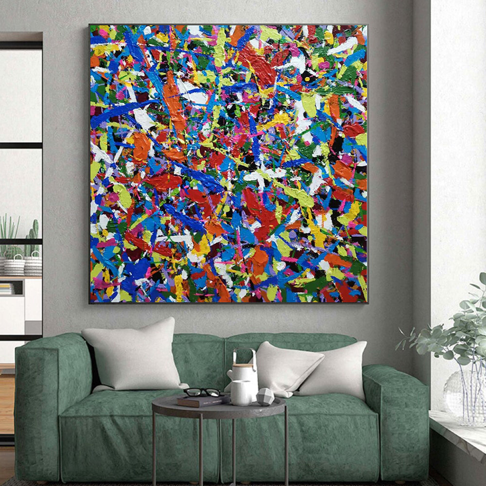 Unique Abstract Art Multicolor Splatter Abstract Painting For Sale HS095