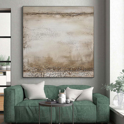 Gaint Canvas Art Beige Textured Abstract, Oversized Abstract Wall Art HS297