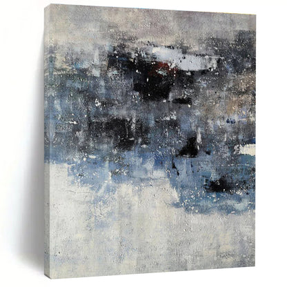 Handmade Art Gray & Blue Textured Abstract, Minimalist Canvas Art HS419