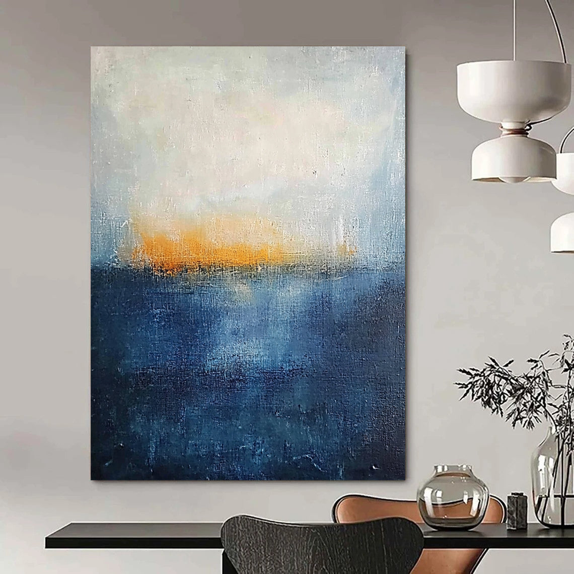 Blue, White Abstract Seascape Art For Bathroom and Coastal-Themed Living Room WS430