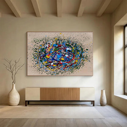 Large Size Multicolor Abstract Splatter Painting WB085