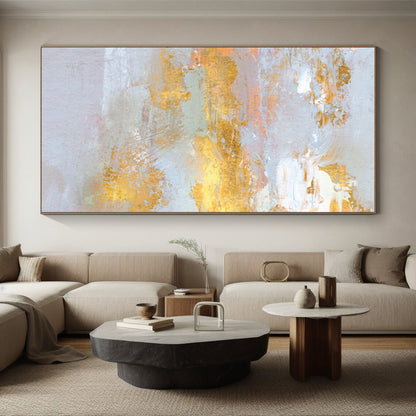 Unique Abstract Art Gold, Gray & White Textured Abstract, Acrylic Modern Art Painting HS239