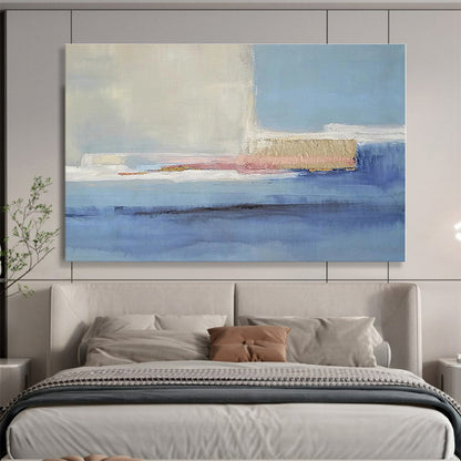 Big Size Blue, Beige and Pink Abstract Minimalist Painting WB098
