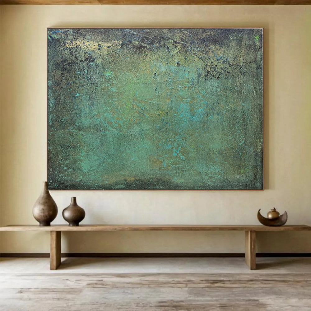 Big Size Teal and Brown Abstract Textured Painting WB121