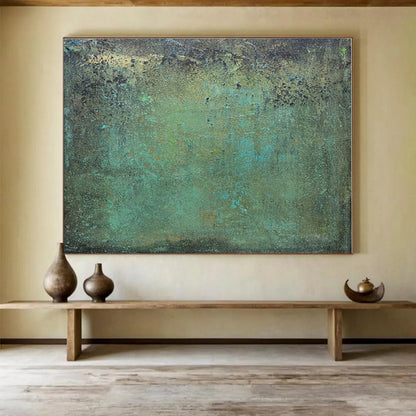 Big Size Teal and Brown Abstract Textured Painting WB121