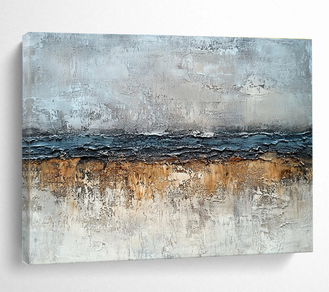 Modern Art Abstract Paintings with Gray, Blue and Brown Colors, Textured Abstract Theme WB304