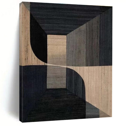 Gaint Canvas Art Black & Beige Geometric Abstract, Oversized Abstract Wall Art HS328