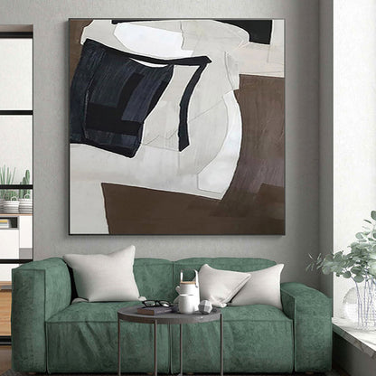 Minimalist Canvas Art with Gray, Black and White Colors, Abstract Rain Theme HS493