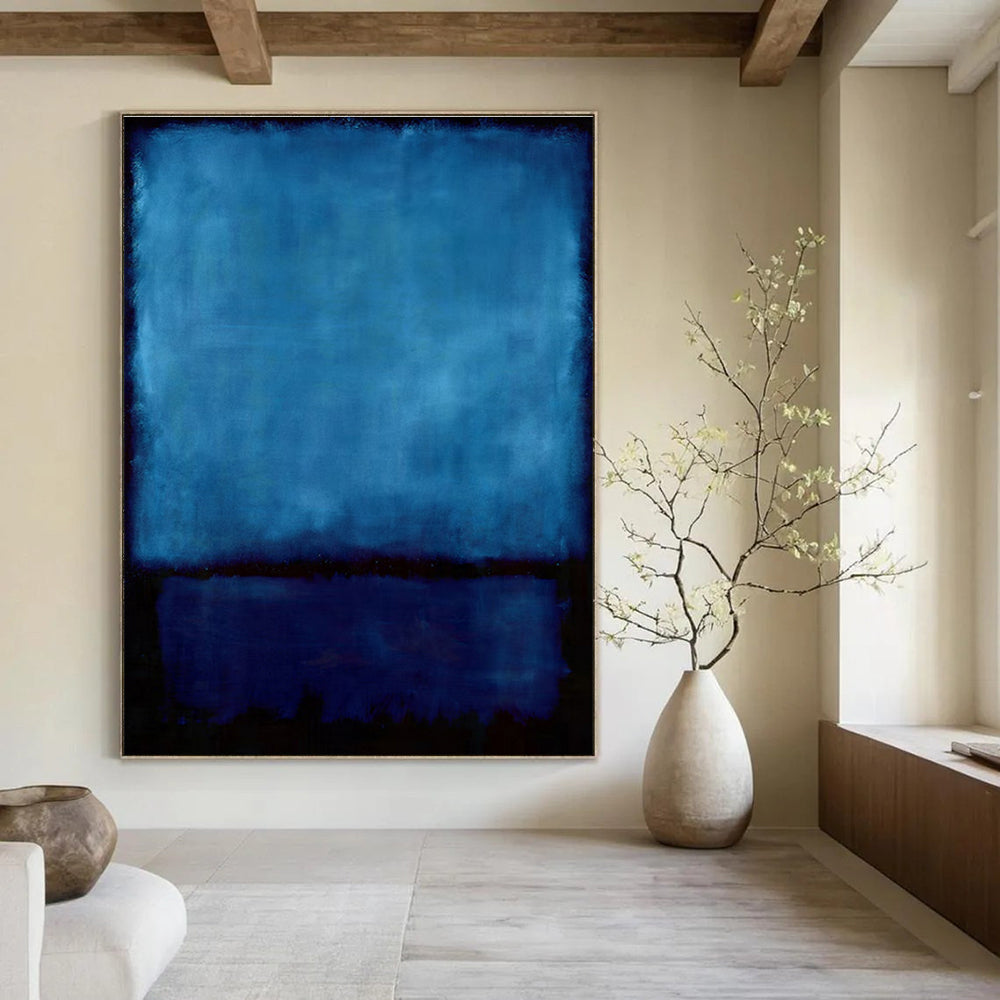 Deep Blue Abstract Color Block Painting For Sale WS496