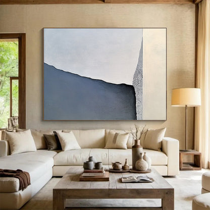 Minimalist Canvas Art Gray and White Abstract Landscape Painting For Sale HS163