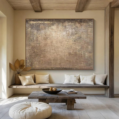 Oversized Canvas Art Brown and Beige Abstract Textured Painting WB120