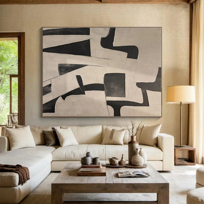 Black, White Abstract Geometric Acrylic Painting WB028